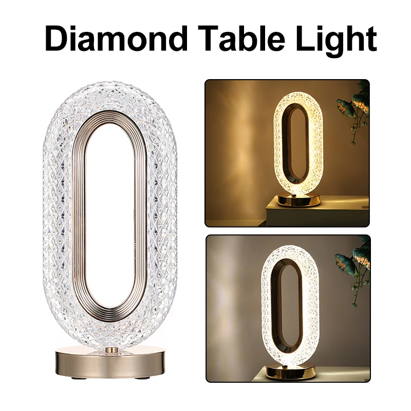 

Diamond Table Light Sleep Lightings Touch Control Decorative Night Lights 3-color Dimming Crystal Lighting Ornament Living Room