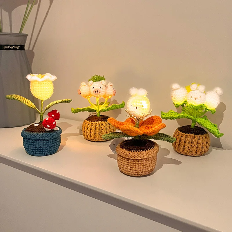 Crochet Mushroom Desk Lamp Hand-Knitted Animal Lights Artificial Potted Plant Home Room Table Decor,Cute Gift for Boy Girlfriend
Crochet Mushroom Desk Lamp Hand-Knitted Animal Lights Artificial Potted Plant Home Room Table Decor,Cute Gift for Boy Girlfriend