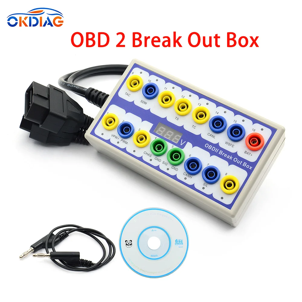 OKDIAG Professional Auto Car OBD 2 Break Out Box OBD2 Breakout Box OBD OBDII Protocol Detector Diagnostic Connector Detector
OKDIAG Professional Auto Car OBD 2 Break Out Box OBD2 Breakout Box OBD OBDII Protocol Detector Diagnostic Connector Detector