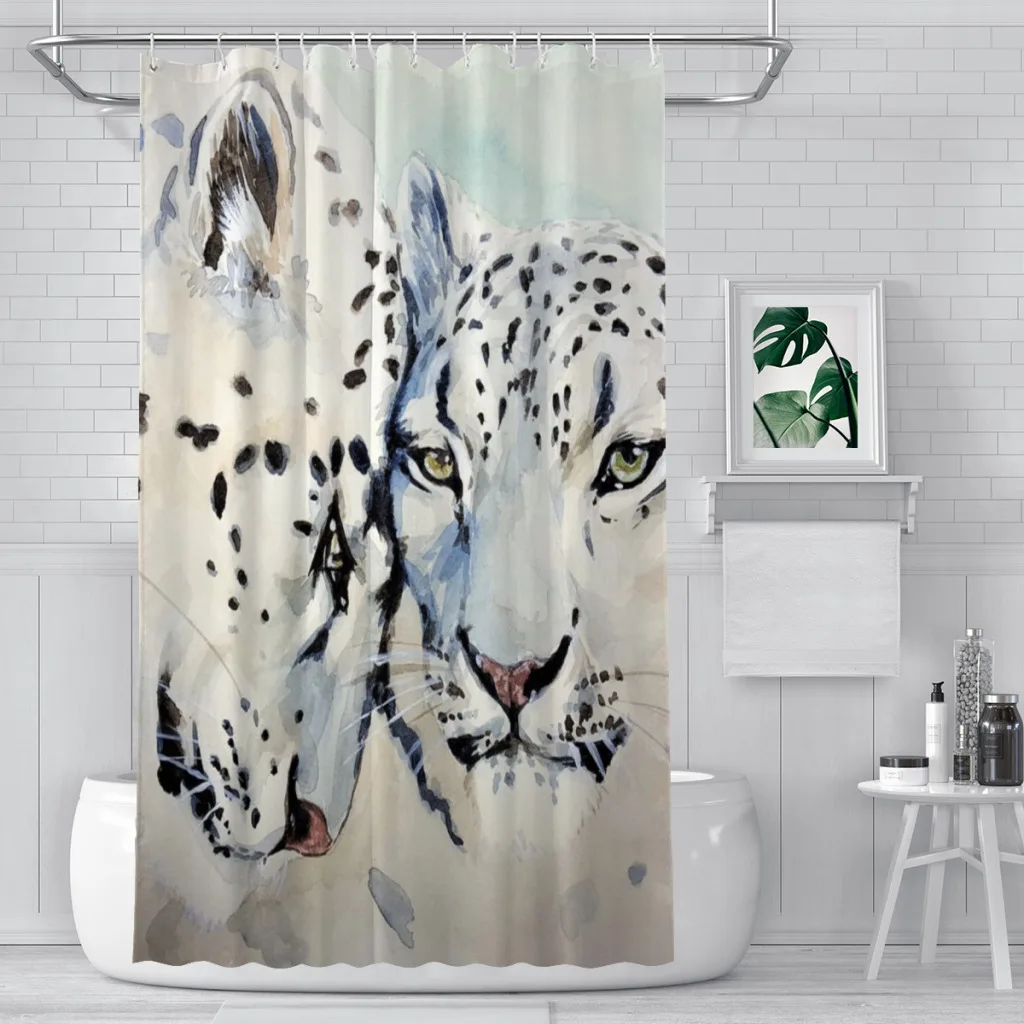 Леопардовые акварельные шторы для ванной и душа, водонепроницаемые перегородки в виде диких животных, аксессуары для ванной комнаты 
Леопардовые акварельные шторы для ванной и душа, водонепроницаемые перегородки в виде диких животных, аксессуары для ванной комнаты