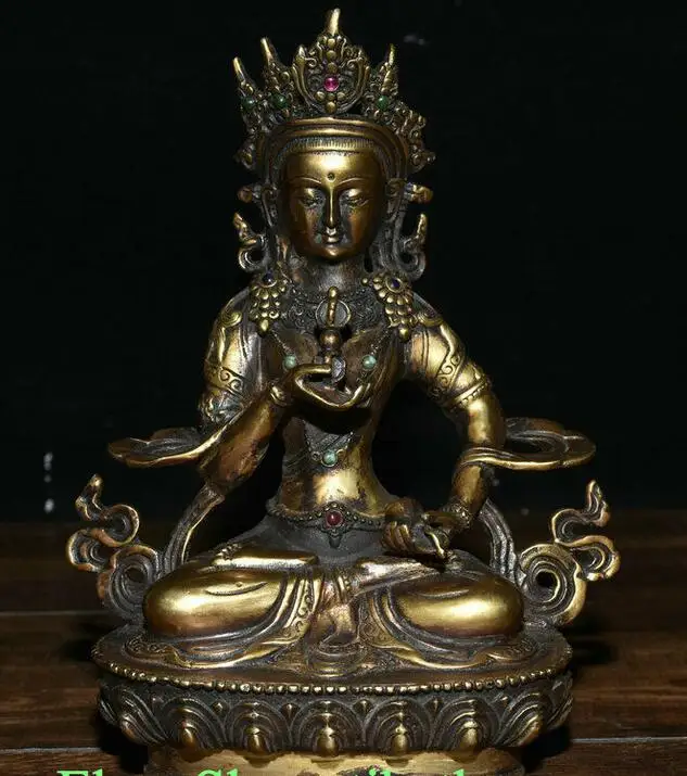 8.2" Rare Old Tibet Bronze Gem Buddhism Vajradhara Vajrabhairava Goddess Statue
8.2" Rare Old Tibet Bronze Gem Buddhism Vajradhara Vajrabhairava Goddess Statue