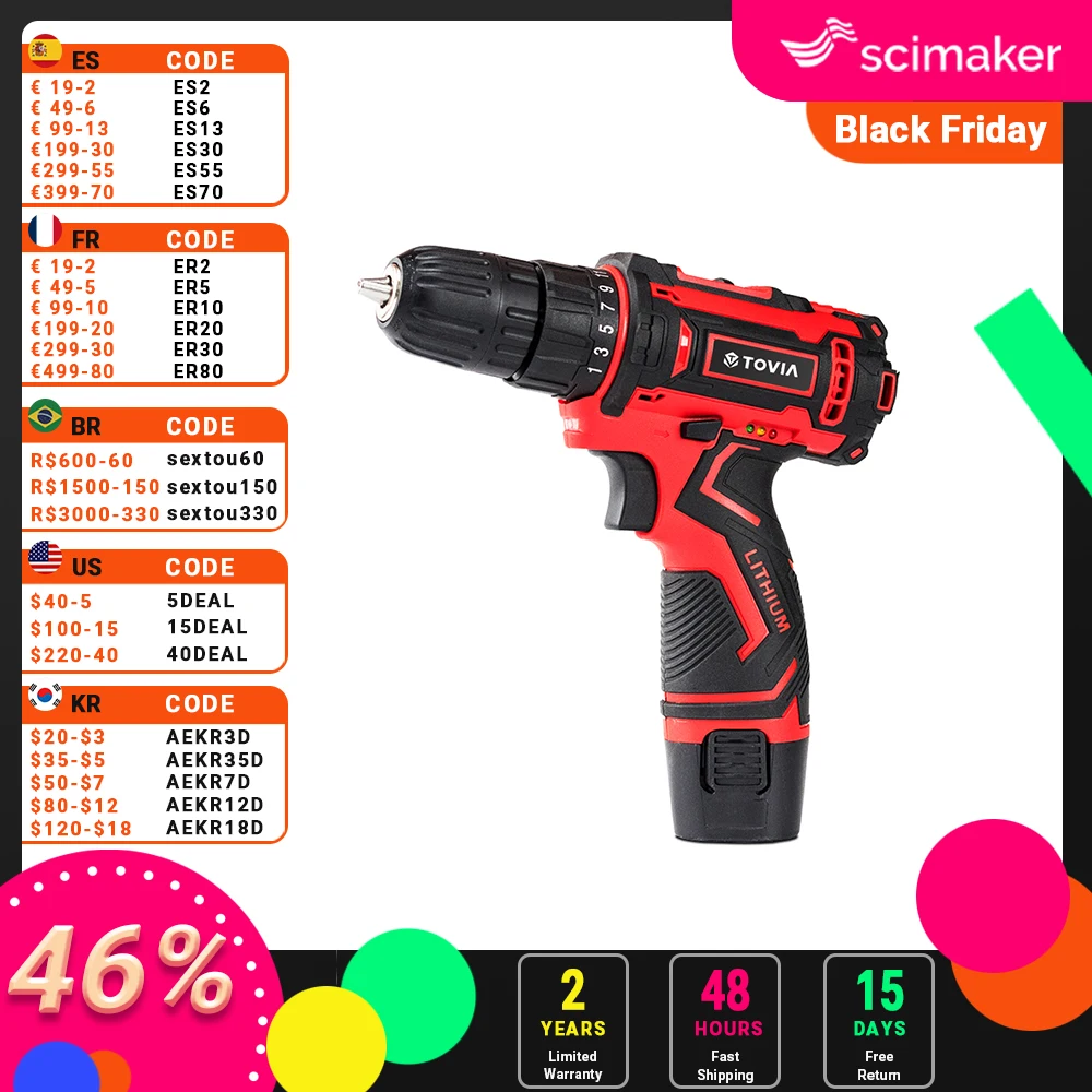 Электрическая аккумуляторная дрель Scimaker, 12 В, отвертка, 2 скорости, ручные электроинструменты, дрели
Электрическая аккумуляторная дрель Scimaker, 12 В, отвертка, 2 скорости, ручные электроинструменты, дрели