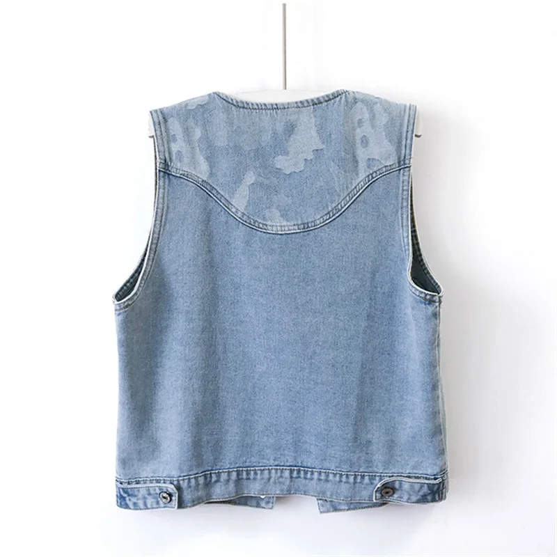 Splicing Fashion Jacquard Denim Women Waistcoat Pocket V Neck Cowboy Sleeveless Jacket Coat Slim Short Jeans Vest Female
Splicing Fashion Jacquard Denim Women Waistcoat Pocket V Neck Cowboy Sleeveless Jacket Coat Slim Short Jeans Vest Female