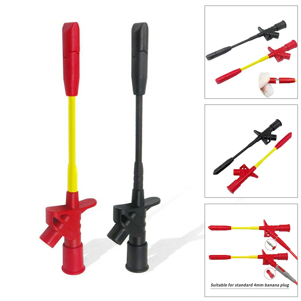 2PCS Fully Insulated Piercing Test Hook Clip Multimeter Test Probe Spring P5005 1000V/10A Red Black Test Hook Clamp Probe
2PCS Fully Insulated Piercing Test Hook Clip Multimeter Test Probe Spring P5005 1000V/10A Red Black Test Hook Clamp Probe