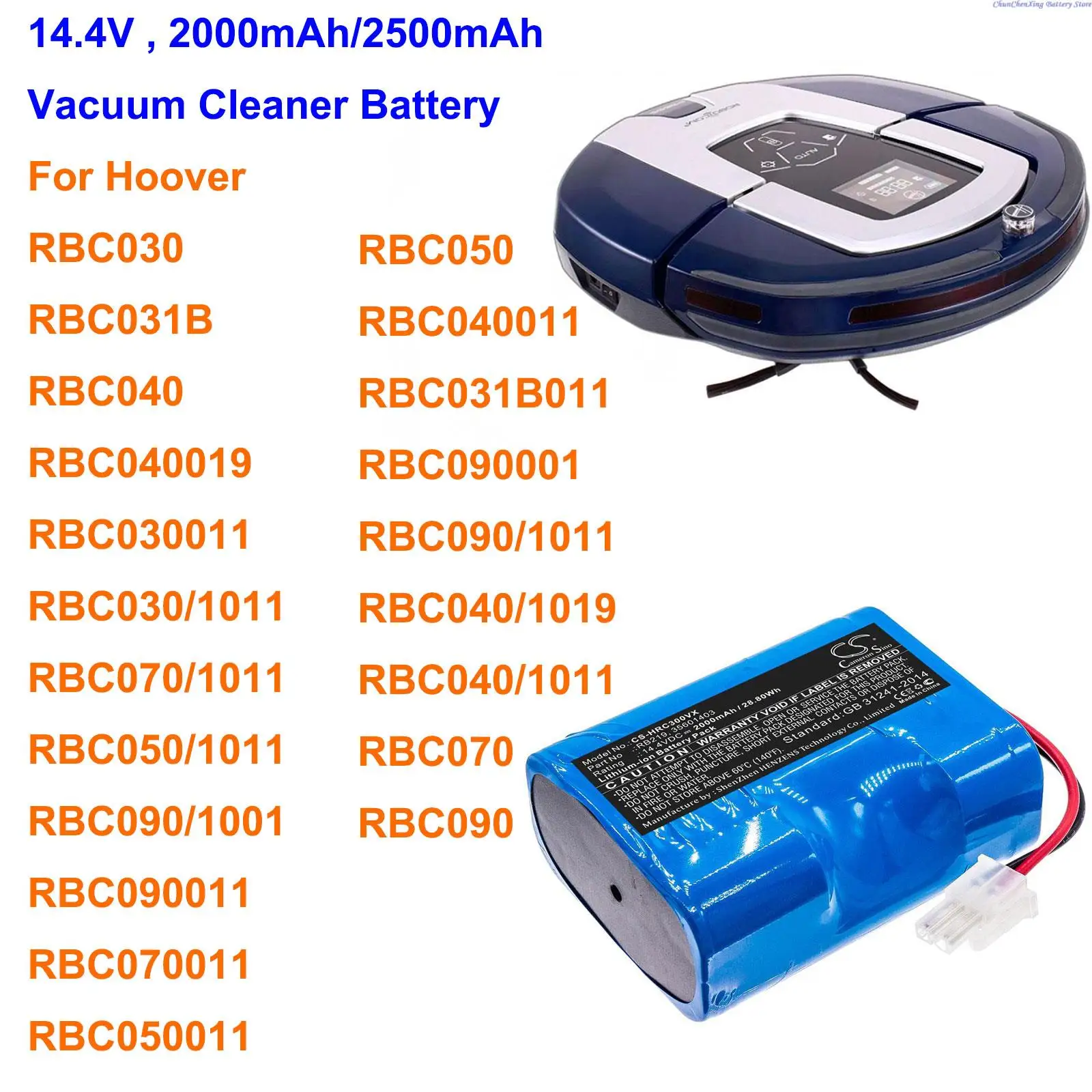 Cameron Sino 2000 мАч аккумулятор RB219 для Hoover RBC030 RBC030011 RBC031B RBC031B011 RBC040 RBC040011 RBC070 RBC090 RBC050 |