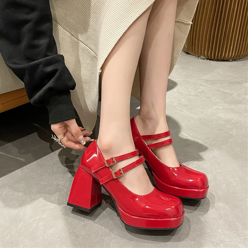 Mary Jane Shoes Women Buckle Square Heel Pumps Sexy Heels Classic White Female Shoes Size 44 Fashion Party Dress Red High Heels
Mary Jane Shoes Women Buckle Square Heel Pumps Sexy Heels Classic White Female Shoes Size 44 Fashion Party Dress Red High Heels
