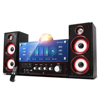 BT4.2 USB SD AUX FM 2.1 stereo audio sound 220V 39W karaoke system multimedia home theater woofer speaker with microphone SA-335
BT4.2 USB SD AUX FM 2.1 stereo audio sound 220V 39W karaoke system multimedia home theater woofer speaker with microphone SA-335