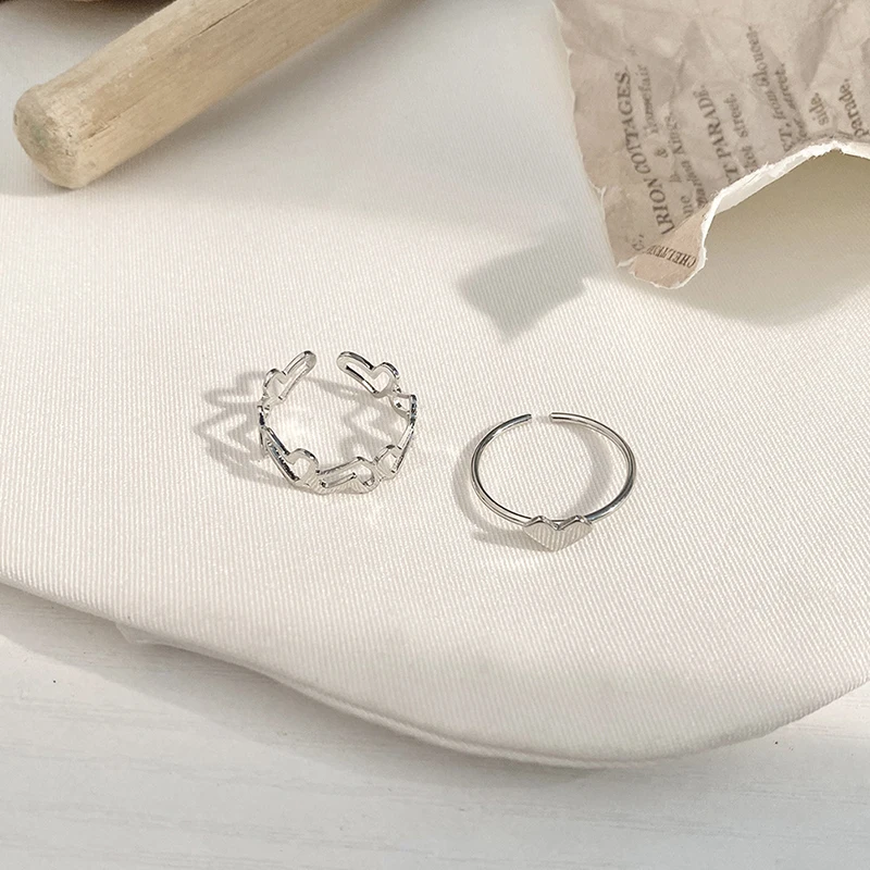 

2 шт. модное кольцо с вырезами в форме сердца, индивидуальные геометрические кольца, Открытое кольцо, нишевое кольцо на указательный палец, Модная бижутерия, подарок