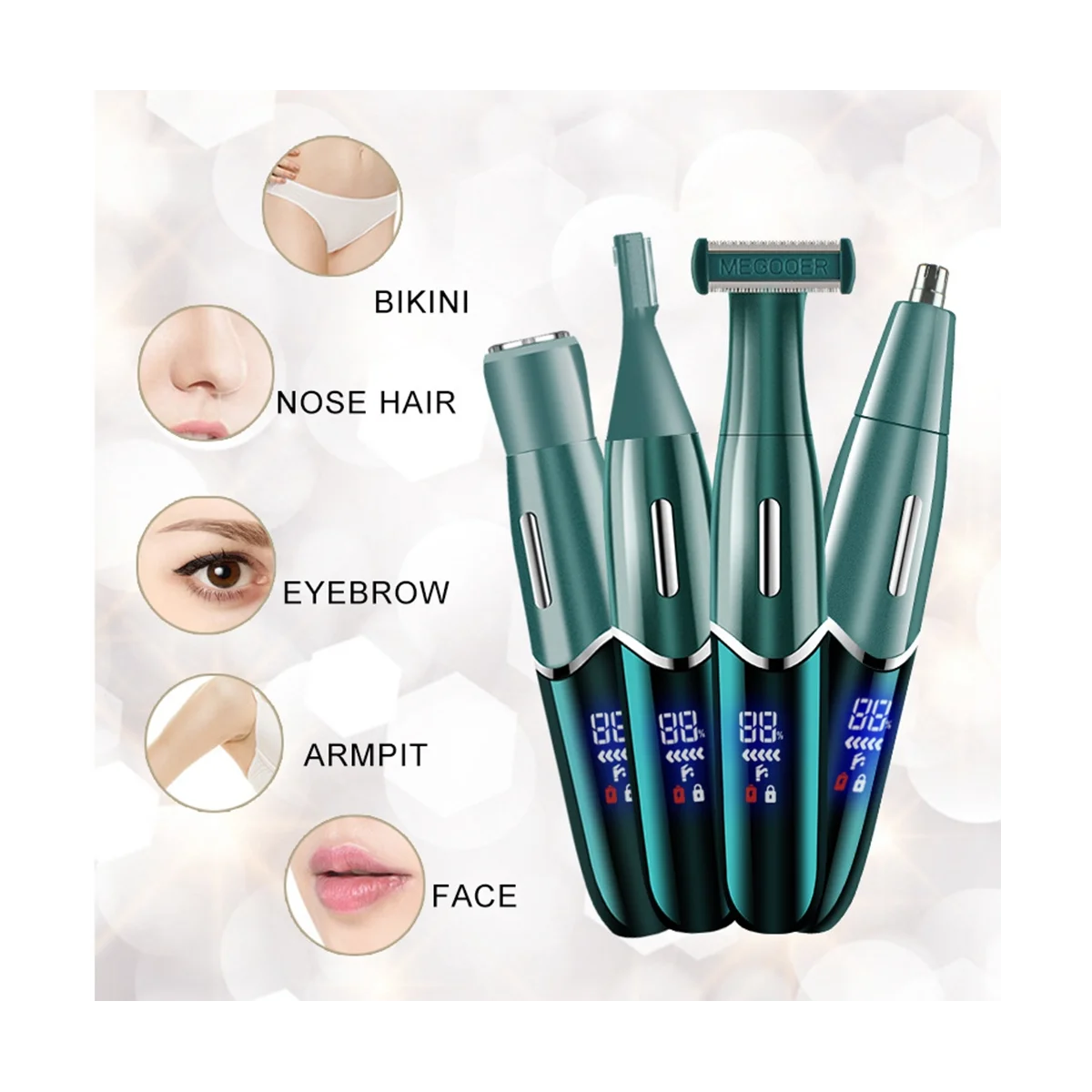 4 in 1 Intimate Areas Haircut Shaver Women Bikini Line Sensitive Razors Hair Shaving Trimmer Face Beard Clipper, B
4 in 1 Intimate Areas Haircut Shaver Women Bikini Line Sensitive Razors Hair Shaving Trimmer Face Beard Clipper, B