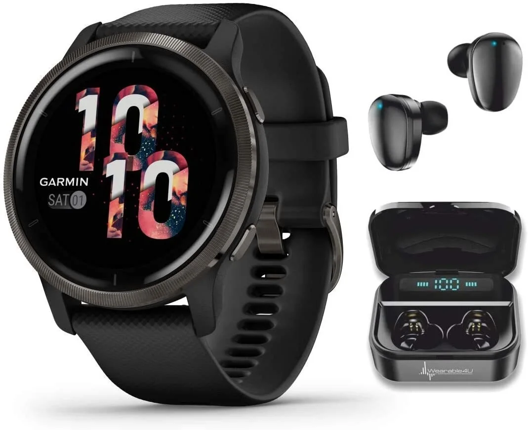

Смарт-часы Garmin шнур 2 GPS для спорта и фитнеса, сланцевая рамка с черным чехлом и силиконовым ремешком, AMOLED дисплей, музыка с