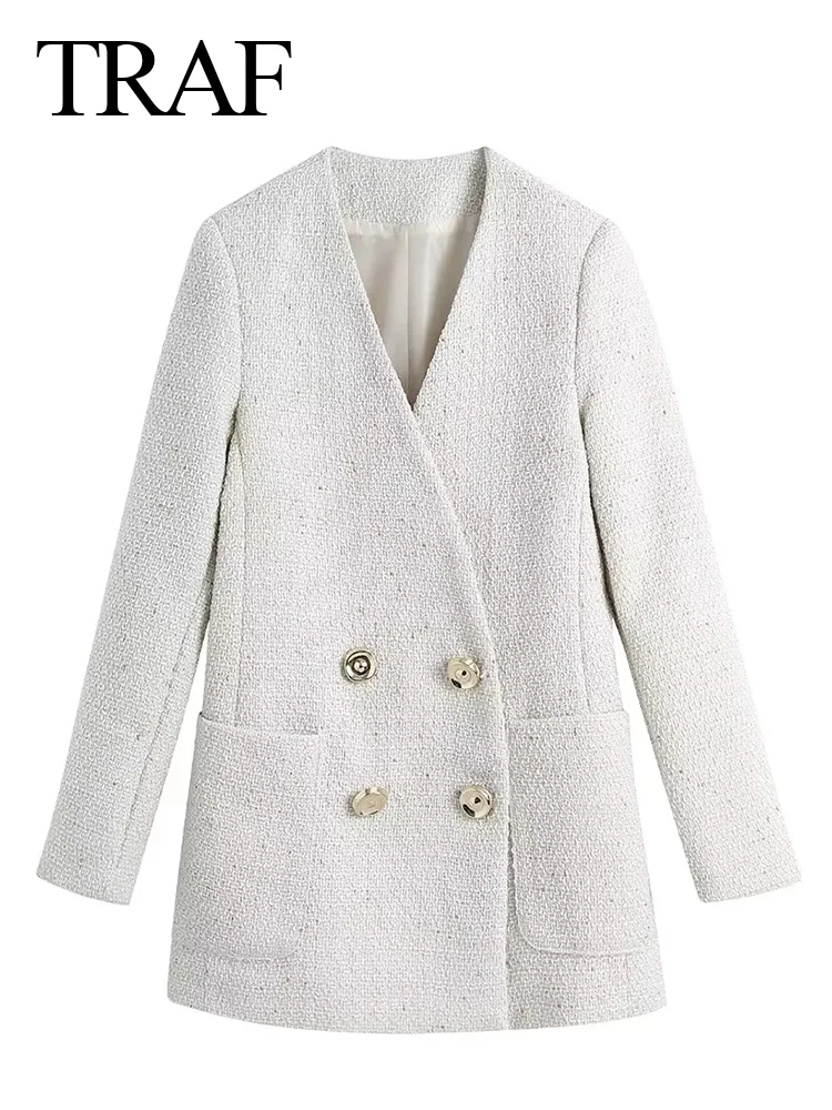 TRAF Fashion Elegant Premium Ladies Blazer Women's V-Neck Double-Breasted Big Pocket Loose Casual Long Jacket Spring Clothing
TRAF Fashion Elegant Premium Ladies Blazer Women's V-Neck Double-Breasted Big Pocket Loose Casual Long Jacket Spring Clothing