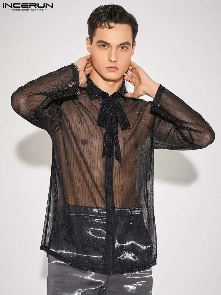 INCERUN 2022 Fashion Men Shirt Mesh Striped Transparent Lapel Lace Up Long Sleeve Party Shirts Men Streetwear Sexy Camisas S-5XL
INCERUN 2022 Fashion Men Shirt Mesh Striped Transparent Lapel Lace Up Long Sleeve Party Shirts Men Streetwear Sexy Camisas S-5XL