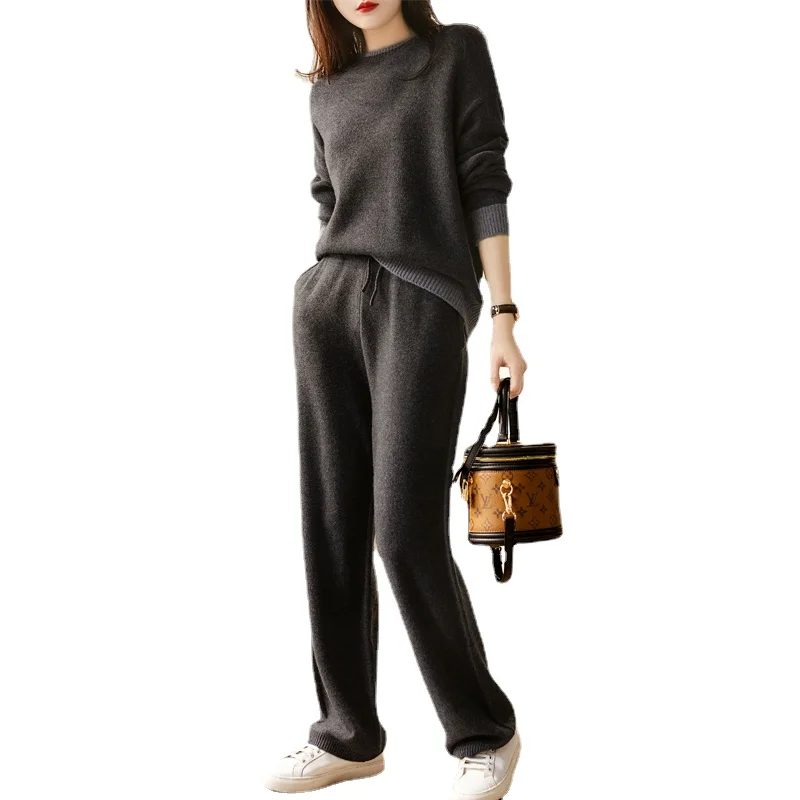 Drawstring Knitted Wide Leg Women Straight Pants Suits Chic O Neck Women Pullover Sweater Tops 2/Two Piece Tracksuits
Drawstring Knitted Wide Leg Women Straight Pants Suits Chic O Neck Women Pullover Sweater Tops 2/Two Piece Tracksuits