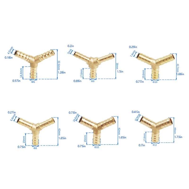 1Pc Brass Tee Connector Reducing Barb Pipe Fitting 2 3 4 way brass connector For 6mm 8mm 10mm 12mm Hose Water Tube Fittings
1Pc Brass Tee Connector Reducing Barb Pipe Fitting 2 3 4 way brass connector For 6mm 8mm 10mm 12mm Hose Water Tube Fittings