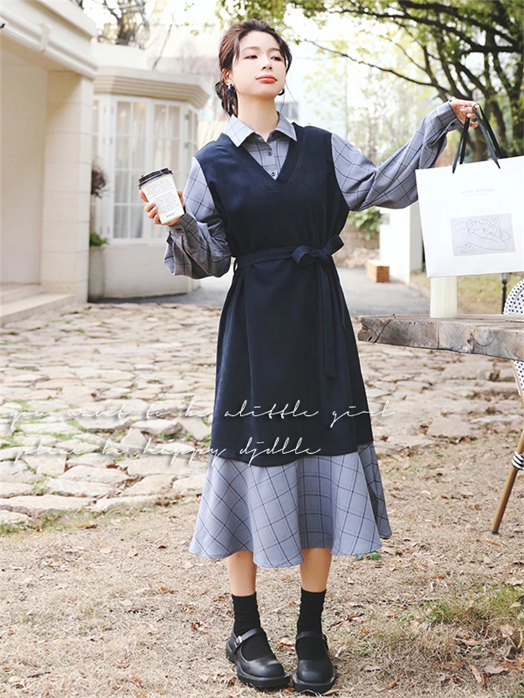 Vintage Elegant Spliced Plaid Long Sleeve Shirt Bandage Dress 2022 Autumn Women Korean Style Loose Casual Fishtail Dresses 8550
Vintage Elegant Spliced Plaid Long Sleeve Shirt Bandage Dress 2022 Autumn Women Korean Style Loose Casual Fishtail Dresses 8550