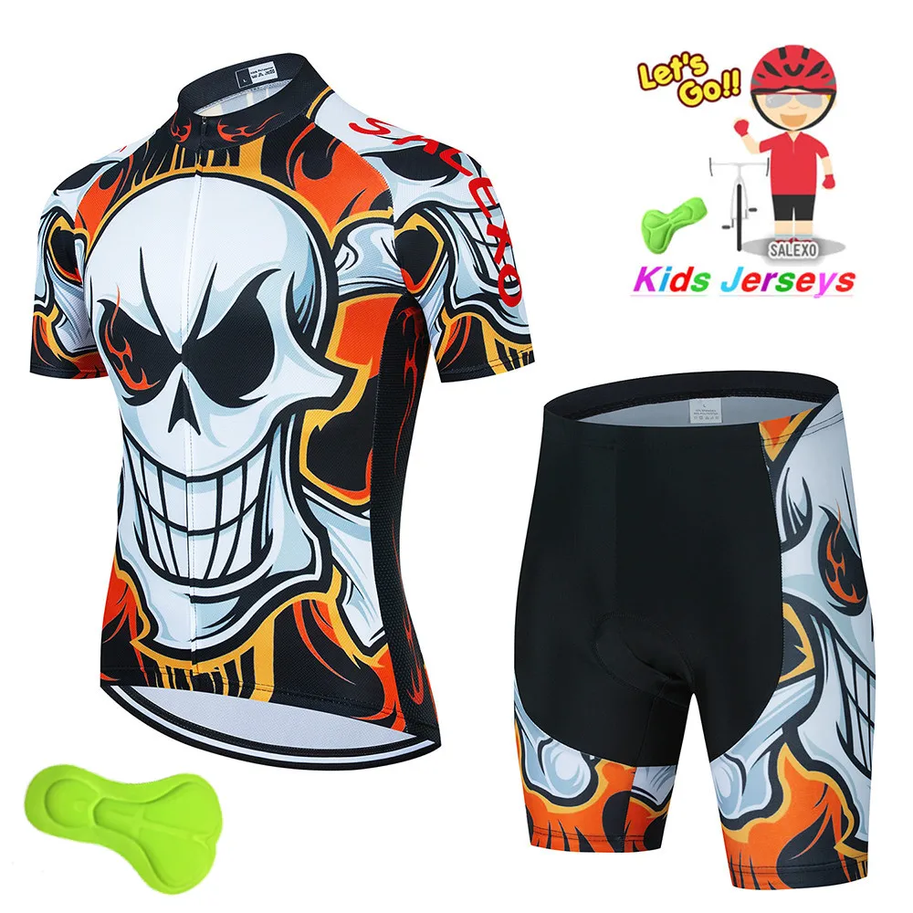 Skull Pattern Cycling Jersey Set 2022 Kids Summer Short Sleeve Breathable MTB Bike Cycling Clothing Boy and Girl Cycling Clothes
Skull Pattern Cycling Jersey Set 2022 Kids Summer Short Sleeve Breathable MTB Bike Cycling Clothing Boy and Girl Cycling Clothes