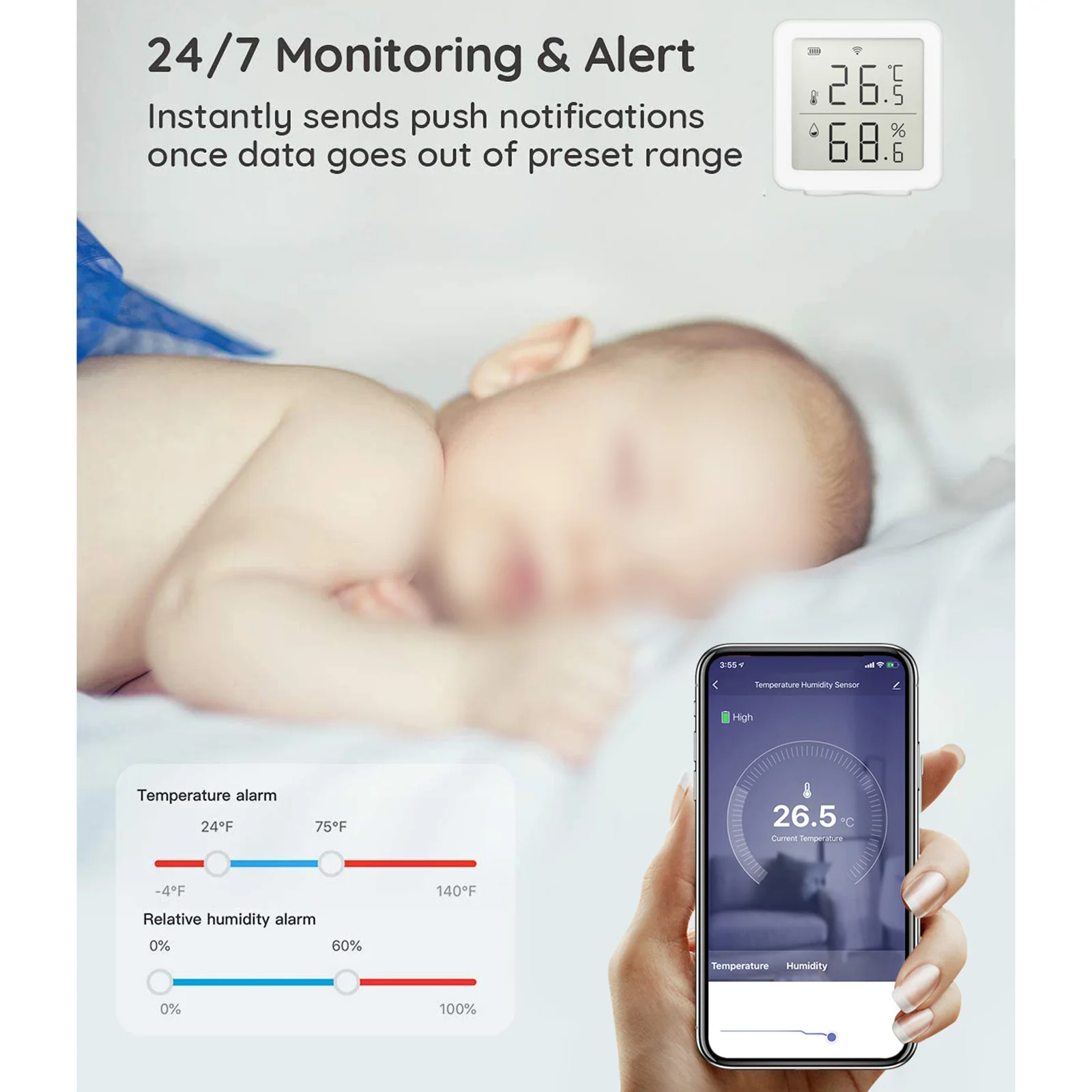 Humidity Sensor Thermometer Temperature And Humidity Sensor Temperature Detector WIFI Wireless Humidity Detector
Humidity Sensor Thermometer Temperature And Humidity Sensor Temperature Detector WIFI Wireless Humidity Detector