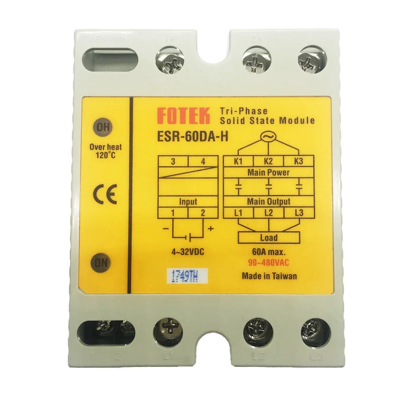 

ESR-25DA/40DA/60DA/80DA/100DA-H three-phase solid state relay FOTEK