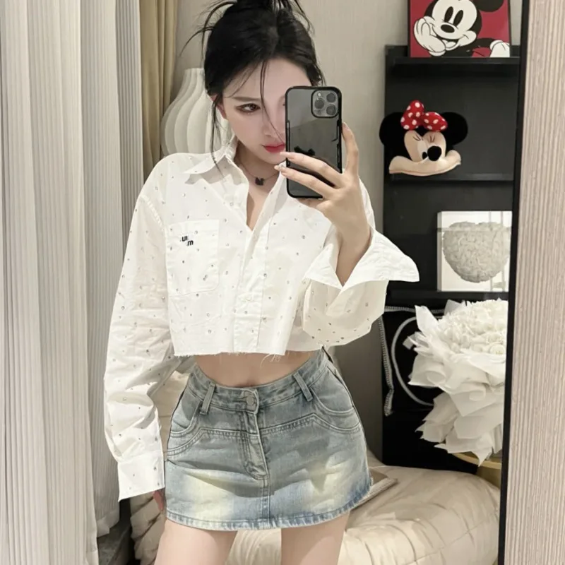 MM Women Blouse Full Sky Star Hot Diamond Polo Neck Shirt Short Long Sleeve Women's Shirt For Autumn Blue White Tops Fashion
MM Women Blouse Full Sky Star Hot Diamond Polo Neck Shirt Short Long Sleeve Women's Shirt For Autumn Blue White Tops Fashion