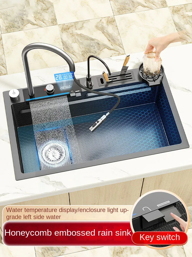Feiyu Waterfall Large Single Slot Nano 304 Stainless Steel Sink Kitchen Home Digital Display Manual Vegetable Washing Basin Left
Feiyu Waterfall Large Single Slot Nano 304 Stainless Steel Sink Kitchen Home Digital Display Manual Vegetable Washing Basin Left