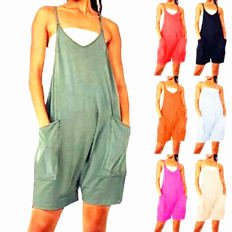 Harem Jumpsuit Spaghetti Long Camis Zipper Pocket Summer Loose Rompers Overall Jumpsuit Playsuits Pocket Shorts Bodysuits Women 
Harem Jumpsuit Spaghetti Long Camis Zipper Pocket Summer Loose Rompers Overall Jumpsuit Playsuits Pocket Shorts Bodysuits Women
