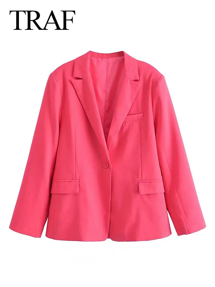 TRAF Fashion Solid Rose Red Women Office Blazer Jacket Temperament Single Button Long Sleeves Casual All-match Work Clothing
TRAF Fashion Solid Rose Red Women Office Blazer Jacket Temperament Single Button Long Sleeves Casual All-match Work Clothing