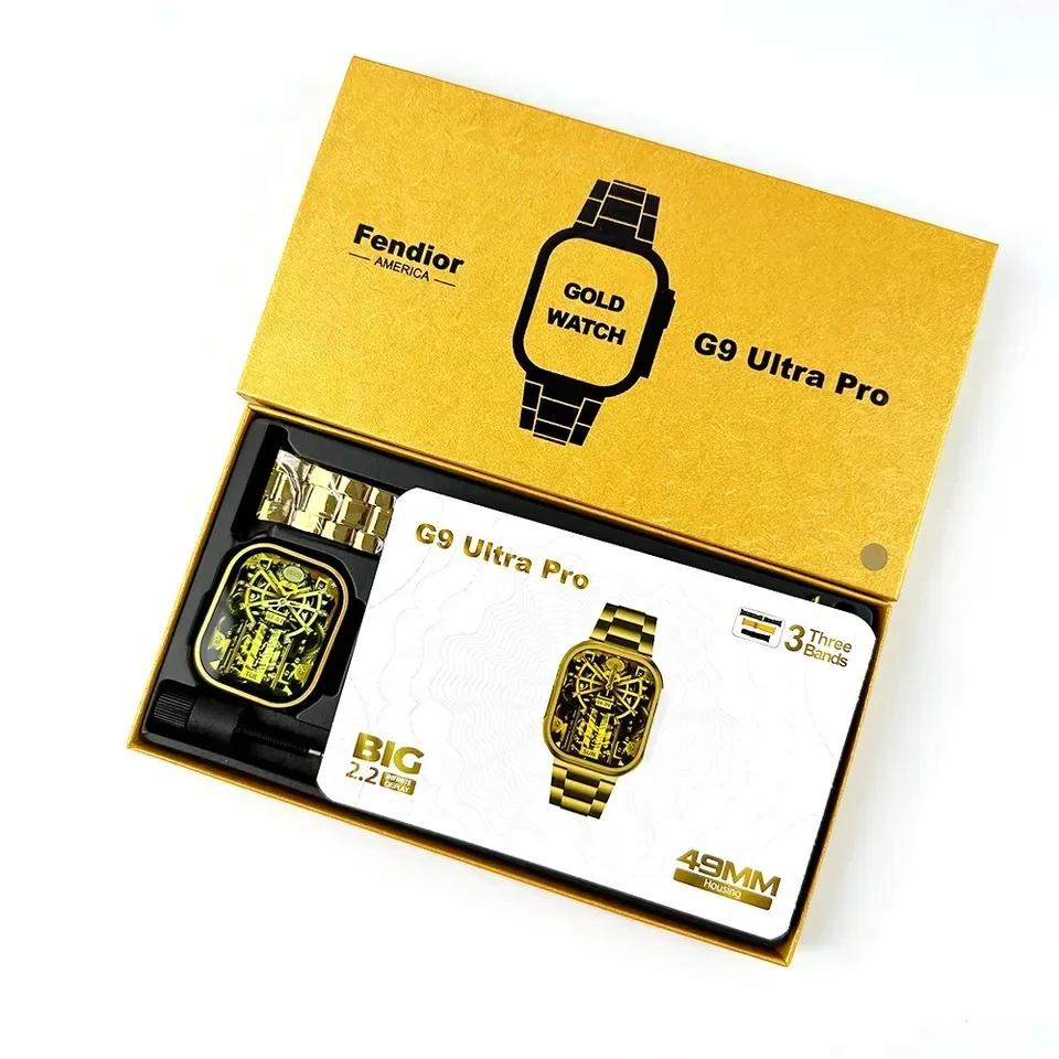 

New G9 Ultra Pro Gold Smart Watch Ultra Series 8 NFC Bluetooth Call Men Smartwatch 2023 Watch Ultra Wireless Charging for IOS