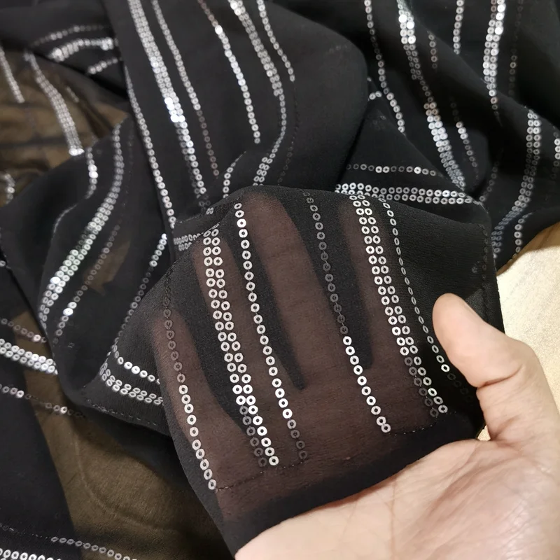 Signature Silk Craft Black Panel Beaded Silk-Gorgette Haute Shirt Dress Designer Sequin Tulle Satin Fabric By The Meter Cloth
Signature Silk Craft Black Panel Beaded Silk-Gorgette Haute Shirt Dress Designer Sequin Tulle Satin Fabric By The Meter Cloth