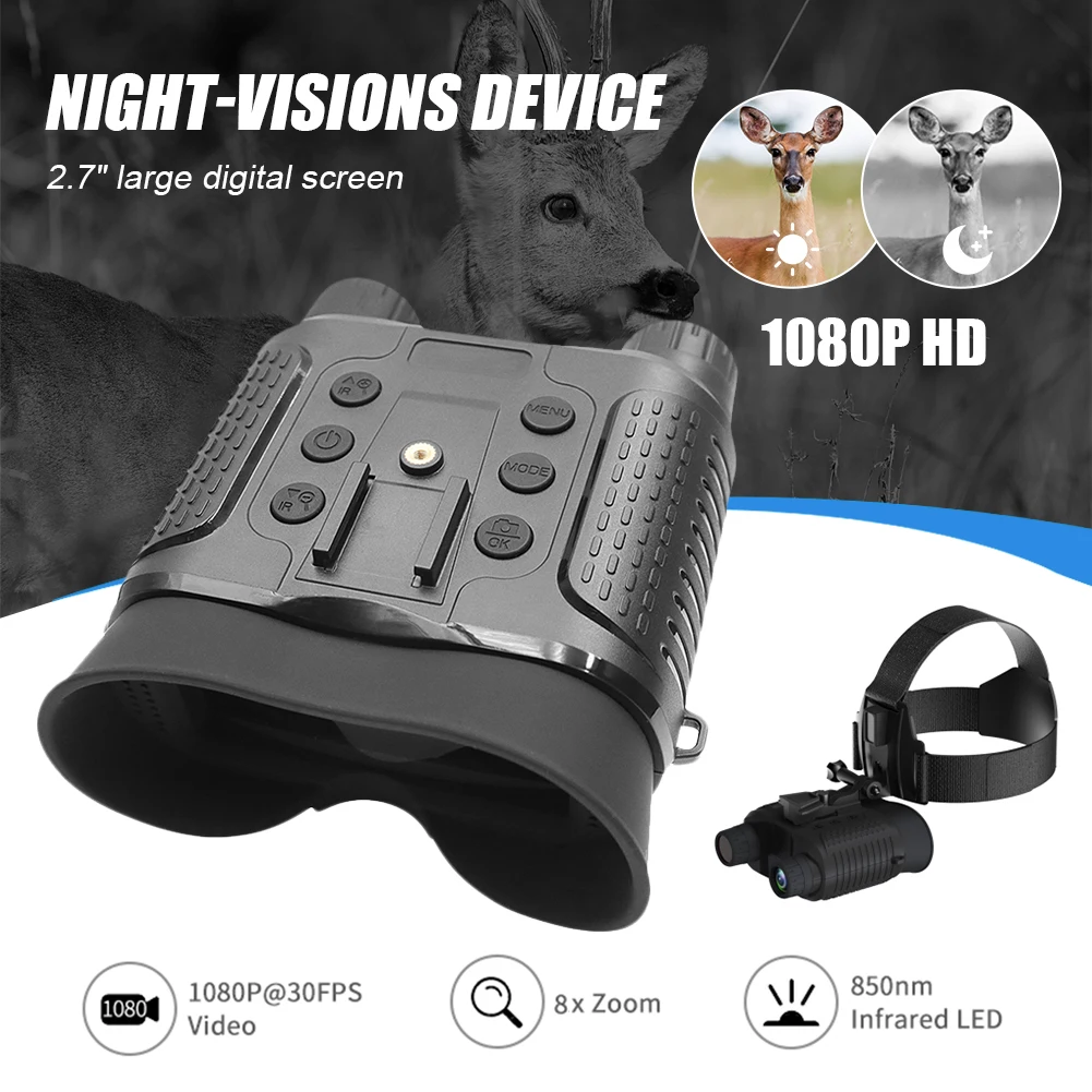 HD 1080P Night Vision Goggles Infrared Night Vision Binoculars Digital Head Mount Telescope Videos Photos Screen for Camping
HD 1080P Night Vision Goggles Infrared Night Vision Binoculars Digital Head Mount Telescope Videos Photos Screen for Camping