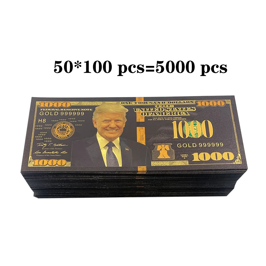 USD $1000 Gold Banknote 45th President of American Donald Trump Black Gold Foil US Dollar Bill Money Collectible Gift Home Decor
USD $1000 Gold Banknote 45th President of American Donald Trump Black Gold Foil US Dollar Bill Money Collectible Gift Home Decor