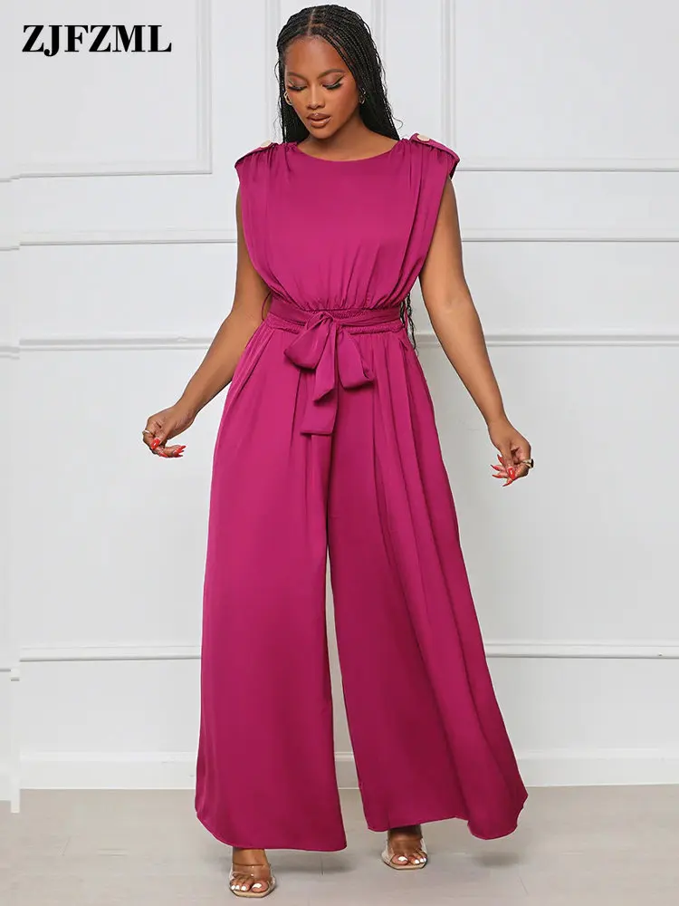 Office Ladies Concise Rompers Womens Jumspuit Round Neck Sleeveless Wide Leg Pant Bodysuits Classic Bow Tie High Waist Overalls
Office Ladies Concise Rompers Womens Jumspuit Round Neck Sleeveless Wide Leg Pant Bodysuits Classic Bow Tie High Waist Overalls