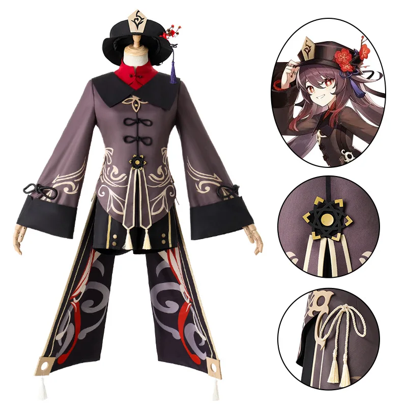 Genshin Impact Hutao Cosplay Costume Uniform Hats Rings Game Hu Tao Chinese Style Halloween Carnival Party Costumes for Women
Genshin Impact Hutao Cosplay Costume Uniform Hats Rings Game Hu Tao Chinese Style Halloween Carnival Party Costumes for Women