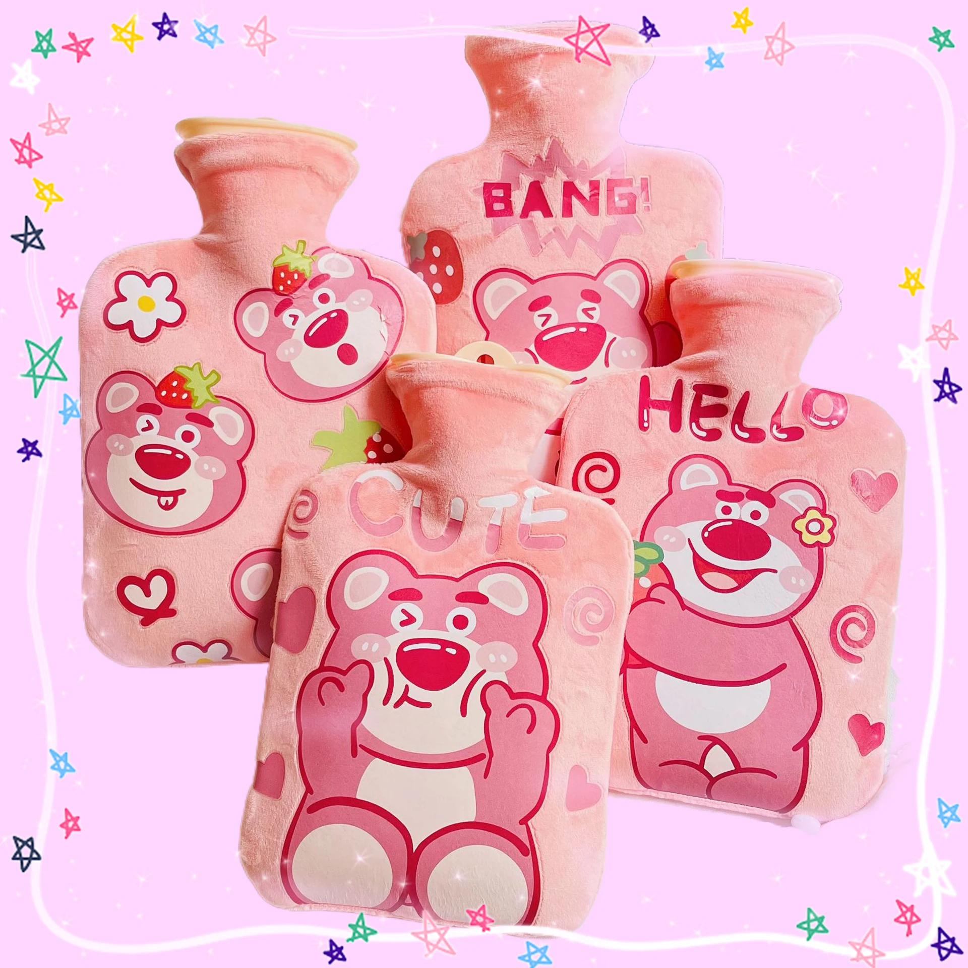

Lotso Hot-Water Bag Winter Warming Kawaii Anime Toy Story Pink Girlish Home Toast Thickening Water Flooding Practical Girls Gift