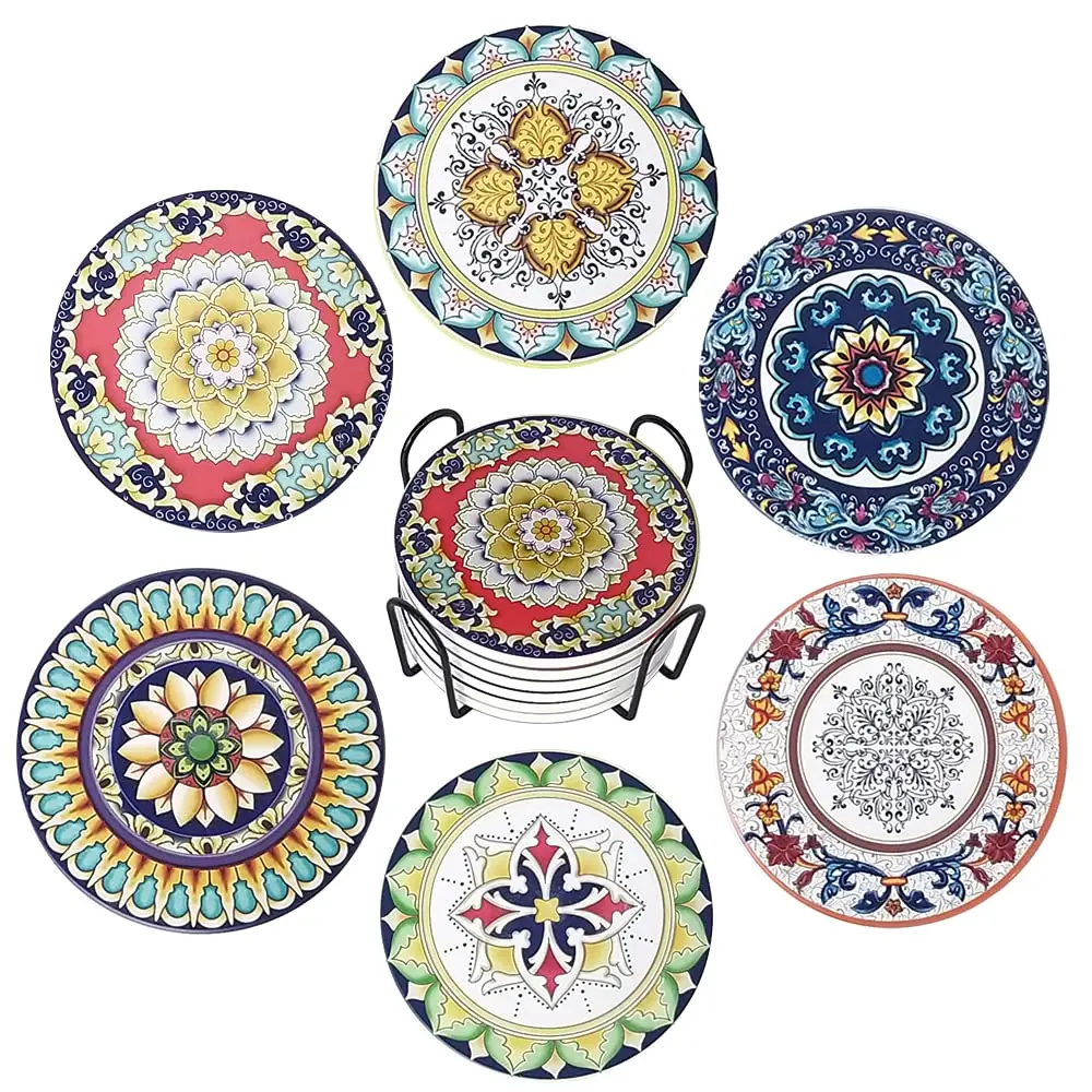 6Pcs Drink Coasters With Holder Absorbent Ceramic Coasters For Drinks Coffee Beer Tea Cork Base Coasters For Tabletop Protection
6Pcs Drink Coasters With Holder Absorbent Ceramic Coasters For Drinks Coffee Beer Tea Cork Base Coasters For Tabletop Protection
