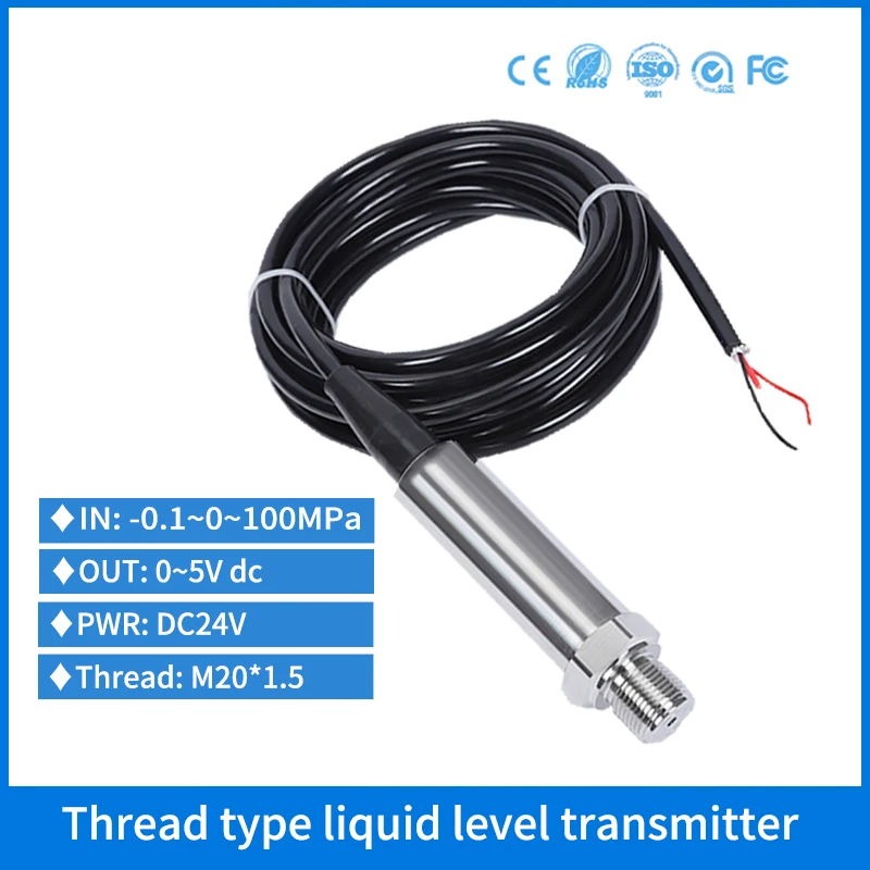 NPT1/4 thread 1m Fuel Diesel Tank Pressure Level Sensor Transducer for Truck Tank 0-5v Piezo Hydrostatic Water Level Transmitter
NPT1/4 thread 1m Fuel Diesel Tank Pressure Level Sensor Transducer for Truck Tank 0-5v Piezo Hydrostatic Water Level Transmitter