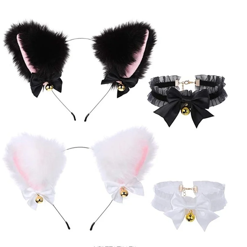 

Cute Cat Ears Headband Female Bell Headwear Fox Ears Cosplay Hairpin Party Prom Maid Hair Accessories Masquerade Anime Hair Hoop