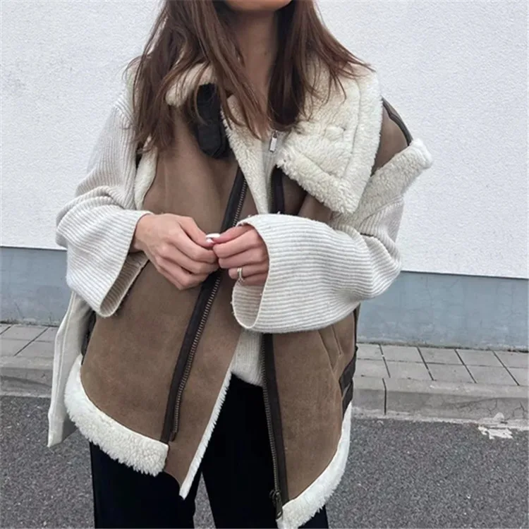 Autumn Winter Fur Lapel Vest Jacket Retro Lamb Hair Loose Zipper Suede Patchwork Thickened Waistcoat Sleeveless Vest Chick Tops
Autumn Winter Fur Lapel Vest Jacket Retro Lamb Hair Loose Zipper Suede Patchwork Thickened Waistcoat Sleeveless Vest Chick Tops
