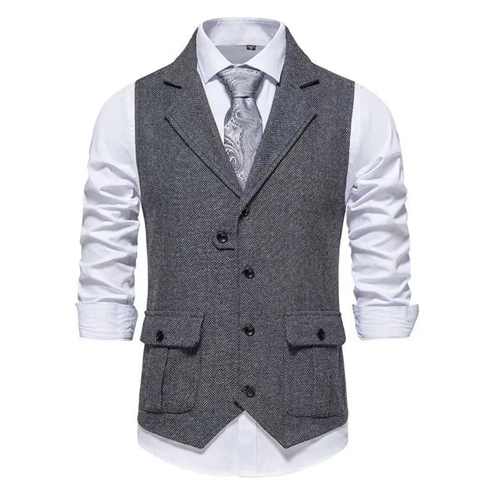

Мужской однобортный дизайнерский деловой жилет без рукавов, приталенный пиджак, классический смокинг, деловой повседневный мужской костюм, куртка
