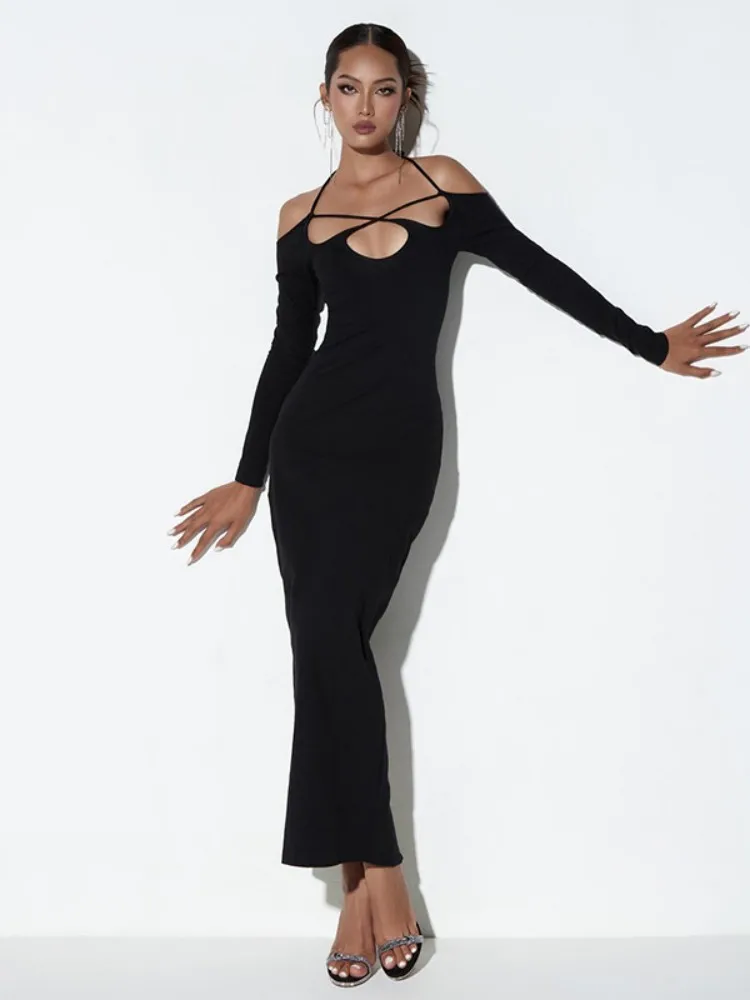 Black Maxi Dress Neck Mounted One-Pieces Outfits Women Clothes Off Shoulder Vestidos Elegantes Para Mujer Hollow Out Long Sleeve
Black Maxi Dress Neck Mounted One-Pieces Outfits Women Clothes Off Shoulder Vestidos Elegantes Para Mujer Hollow Out Long Sleeve
