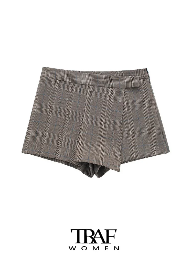 TRAF Women Fashion Front With Strap Plaid Shorts Skirts Vintage High Waist Side Zipper Female Skort Mujer
TRAF Women Fashion Front With Strap Plaid Shorts Skirts Vintage High Waist Side Zipper Female Skort Mujer