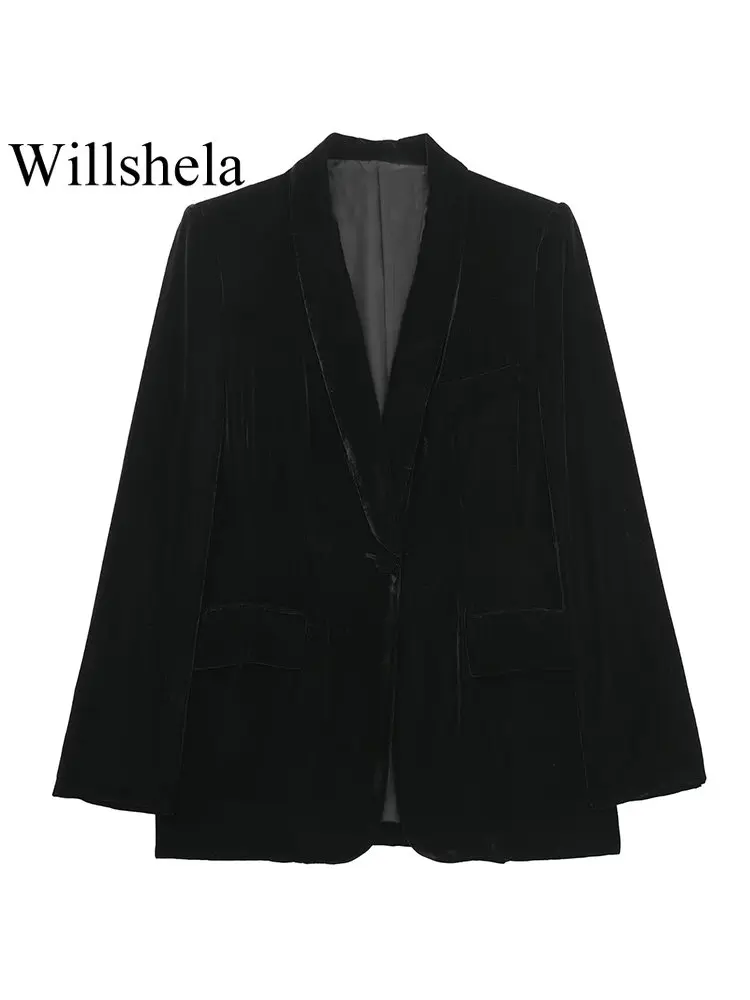 Willshela Women Fashion With Pockets Velvet Solid Single Button Blazer Vintage Long Sleeves Notched Neck Female Chic Lady Coats
Willshela Women Fashion With Pockets Velvet Solid Single Button Blazer Vintage Long Sleeves Notched Neck Female Chic Lady Coats