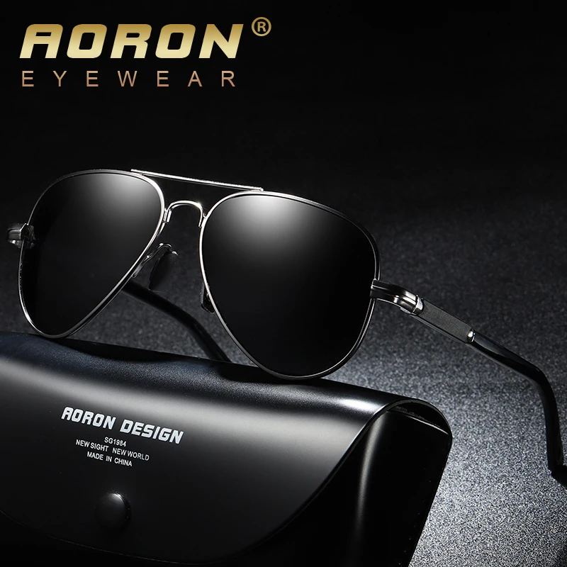 

Солнцезащитные очки AORON мужские антибликовые, модные дизайнерские поляризационные, в металлической оправе, UV400, Классические спортивные очки для вождения