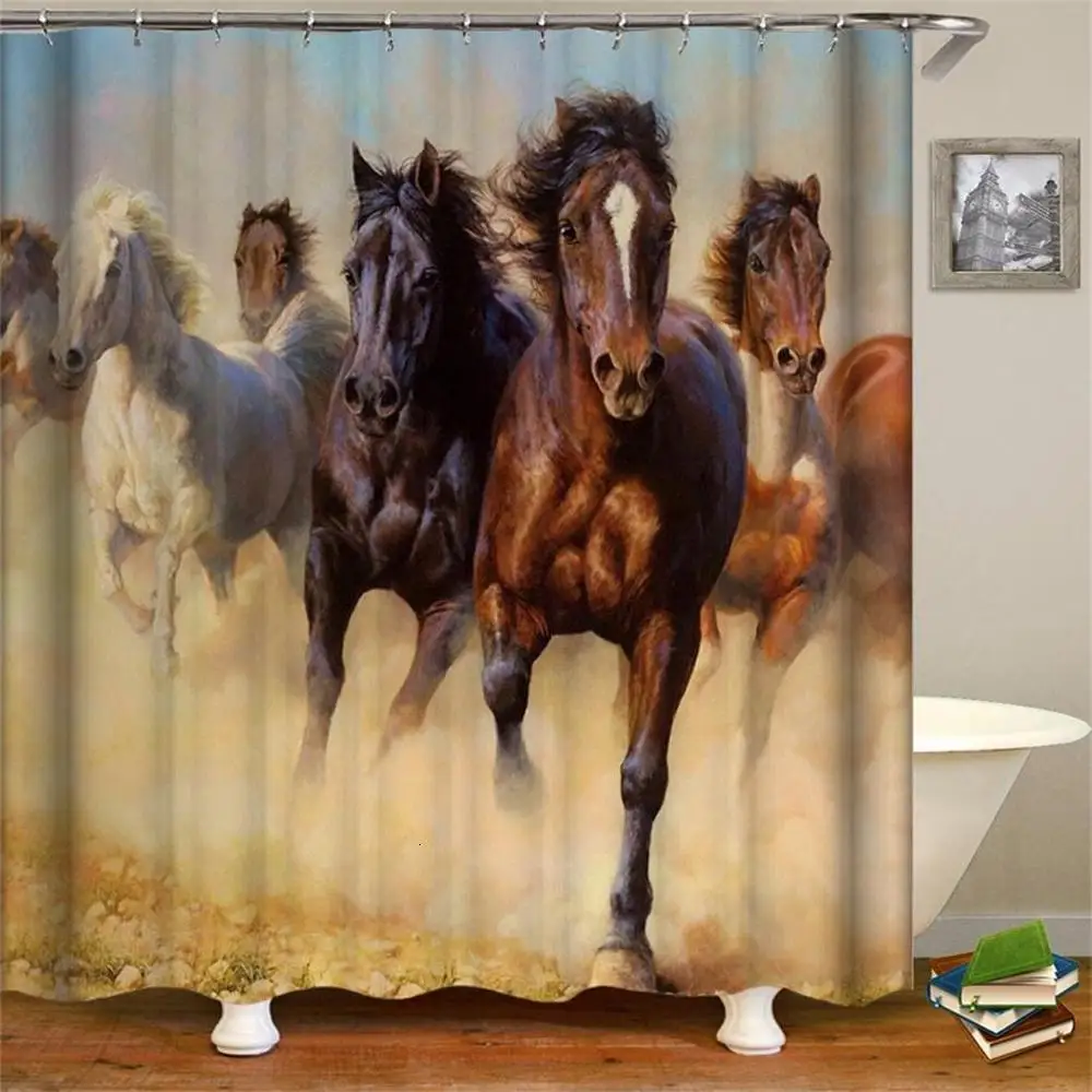 

Ковбойские сапоги в западном стиле, шапки, лошади, водонепроницаемая ткань, занавеска для душа, водонепроницаемая занавеска для ванной из п...