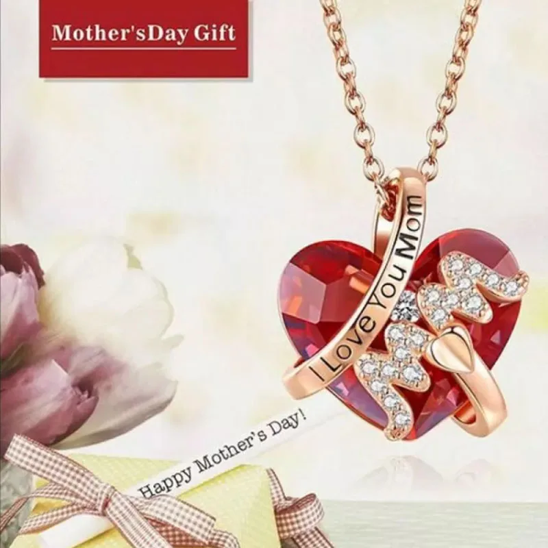 I Love You Mother Letter Necklace Exquisite Fashion Crystal Pendant Heart-Shaped Ruby Necklace for Women Mother Necklace
I Love You Mother Letter Necklace Exquisite Fashion Crystal Pendant Heart-Shaped Ruby Necklace for Women Mother Necklace