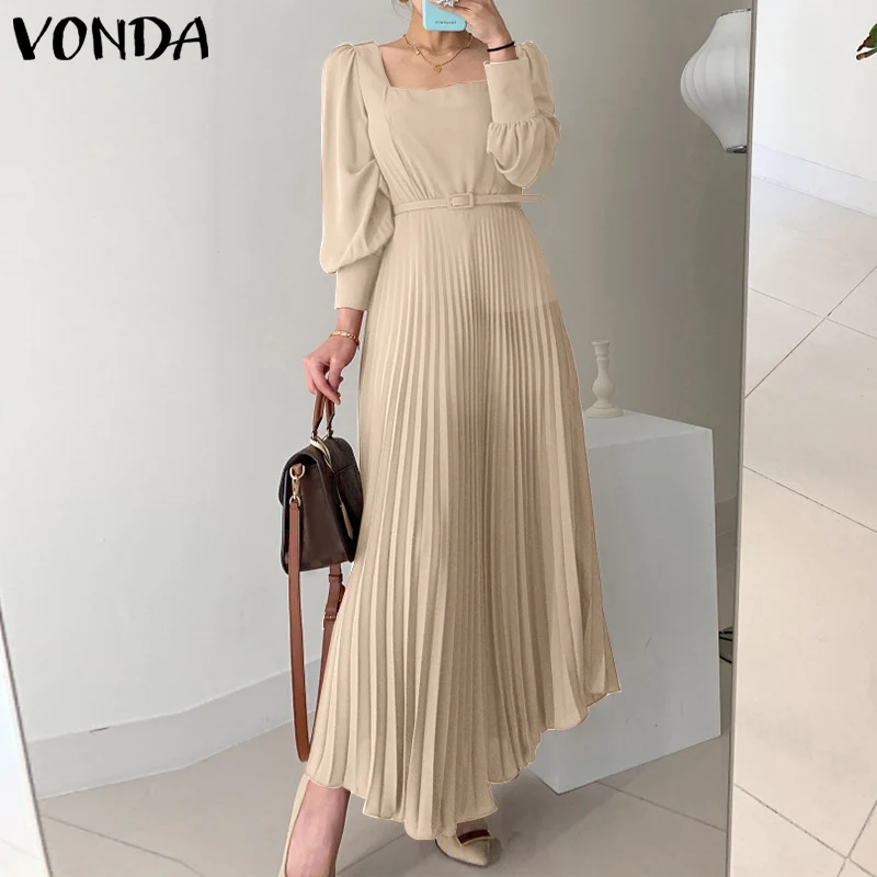 Loose Dress VONDA Women 2022 Ladies Solid Long Sleeve Square Collar Long Dresses Vestidos Female A-Lined Pleated Vestidos
Loose Dress VONDA Women 2022 Ladies Solid Long Sleeve Square Collar Long Dresses Vestidos Female A-Lined Pleated Vestidos