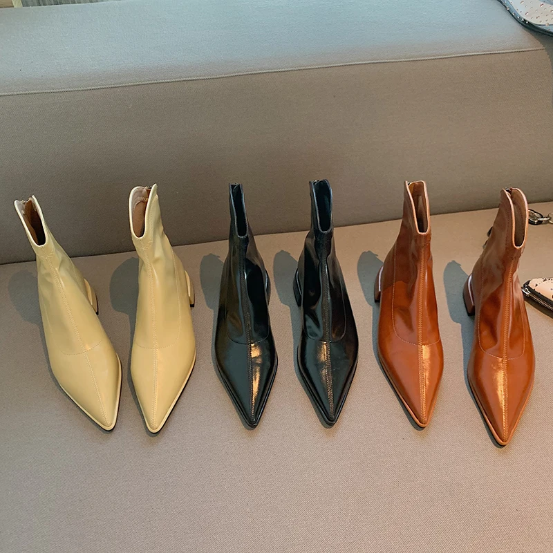 Fashion Women Sock Boots Ankle Booties Pointed Toe Black Yellow Brown Flat Heeled Back Zipper Stretch Boots 2022 New Arrivals
Fashion Women Sock Boots Ankle Booties Pointed Toe Black Yellow Brown Flat Heeled Back Zipper Stretch Boots 2022 New Arrivals