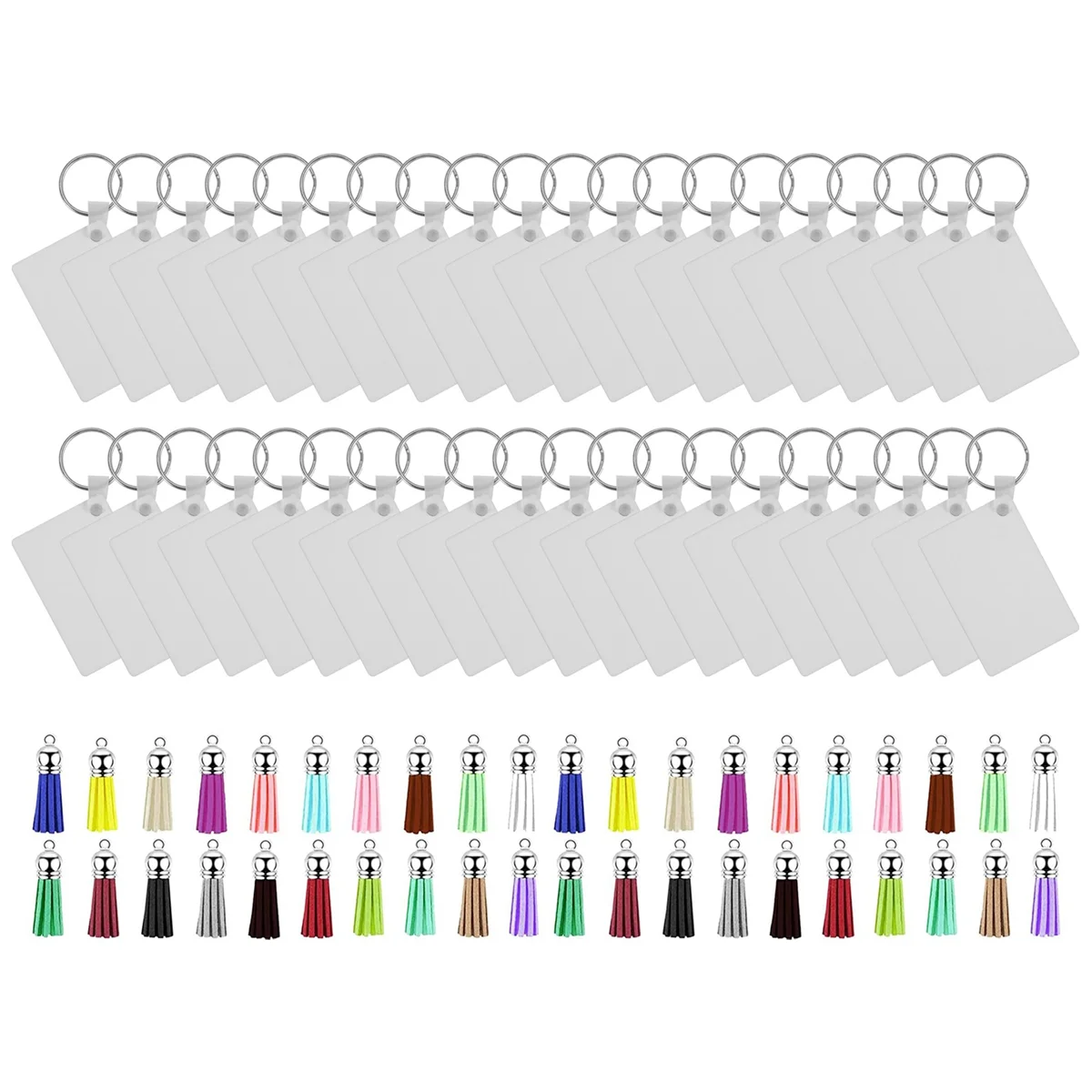 160Pcs Sublimation Keychain Blanks Set Key Rings Sublimation Blanks Heat Transfer Keychain Tassels MDF Blank-Rectangle
160Pcs Sublimation Keychain Blanks Set Key Rings Sublimation Blanks Heat Transfer Keychain Tassels MDF Blank-Rectangle