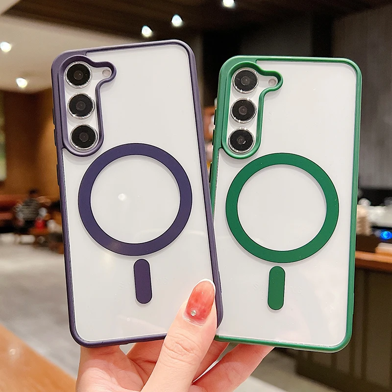 For Magsafe Silicone Shockproof Case Samsung Galaxy S23 S22 Ultra Plus Luxury Magnetic Wireless Charging Transparent Back Cover
For Magsafe Silicone Shockproof Case Samsung Galaxy S23 S22 Ultra Plus Luxury Magnetic Wireless Charging Transparent Back Cover