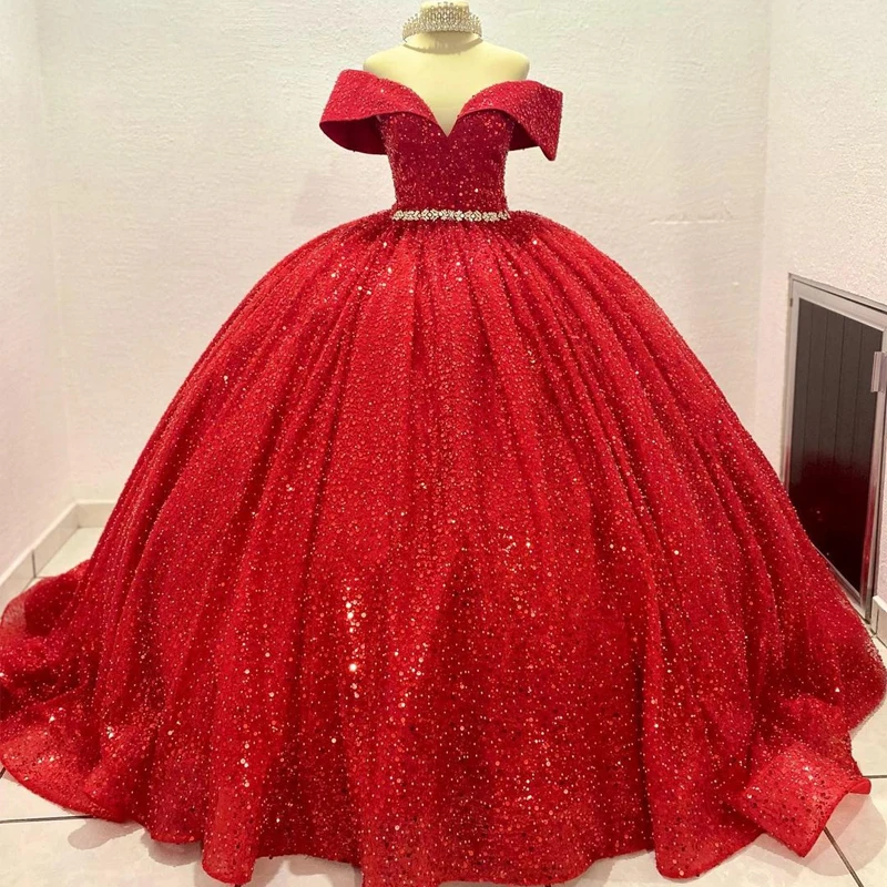 Gorgeous Red Sequins Quinceanera Dresses for 15 Year 2023 Ball Gown Sexy V Neck Off the Shoulder Long Party Dress for Girl
Gorgeous Red Sequins Quinceanera Dresses for 15 Year 2023 Ball Gown Sexy V Neck Off the Shoulder Long Party Dress for Girl