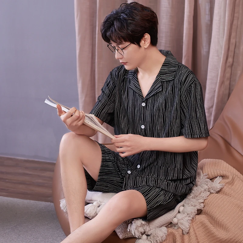 Pajamas Men's Summer6535Combed Cotton Cardigan Lapel Cartoon Short-Sleeved Home Wear Thin Suit Can Be Worn outside
Pajamas Men's Summer6535Combed Cotton Cardigan Lapel Cartoon Short-Sleeved Home Wear Thin Suit Can Be Worn outside